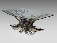 Marc d'haenens (xx), a large sculpted metal and illuminated amethyst dining table 73.5 x 235 x 145 cm. (28.94 x 92.51 x 57.09 in.) - afbeelding 1 van  6