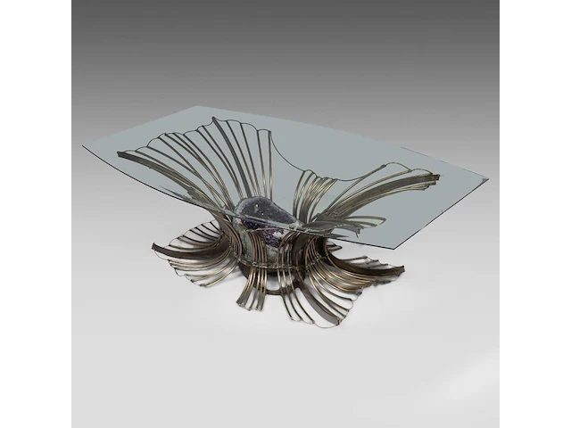 Marc d'haenens (xx), a large sculpted metal and illuminated amethyst dining table 73.5 x 235 x 145 cm. (28.94 x 92.51 x 57.09 in.) - afbeelding 3 van  6