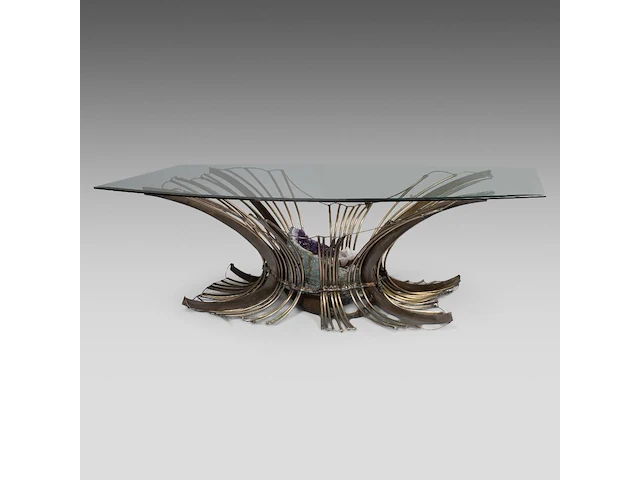 Marc d'haenens (xx), a large sculpted metal and illuminated amethyst dining table 73.5 x 235 x 145 cm. (28.94 x 92.51 x 57.09 in.) - afbeelding 4 van  6