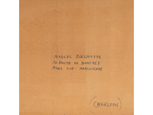 Marcel delmotte (1901-1984), 'les premiers pas vers l'âge adulte', oil on unalit 50 x 60 cm. (19.67 x 23.62 in.), frame: 54 x 64 cm. (21.26 x 25.19 in.) - afbeelding 4 van  7
