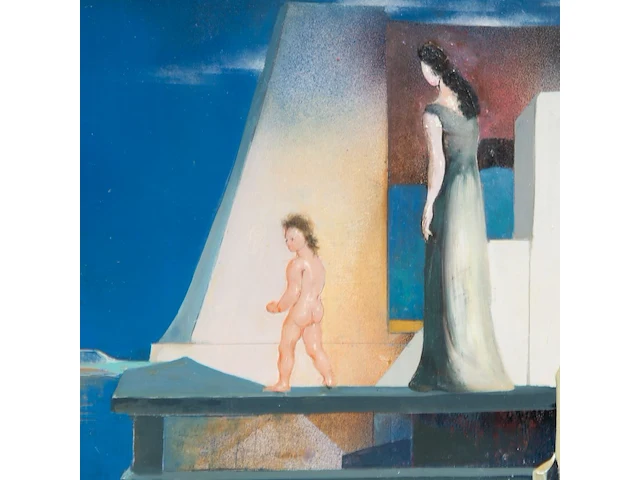 Marcel delmotte (1901-1984), 'les premiers pas vers l'âge adulte', oil on unalit 50 x 60 cm. (19.67 x 23.62 in.), frame: 54 x 64 cm. (21.26 x 25.19 in.) - afbeelding 6 van  7