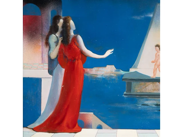 Marcel delmotte (1901-1984), 'les premiers pas vers l'âge adulte', oil on unalit 50 x 60 cm. (19.67 x 23.62 in.), frame: 54 x 64 cm. (21.26 x 25.19 in.) - afbeelding 7 van  7