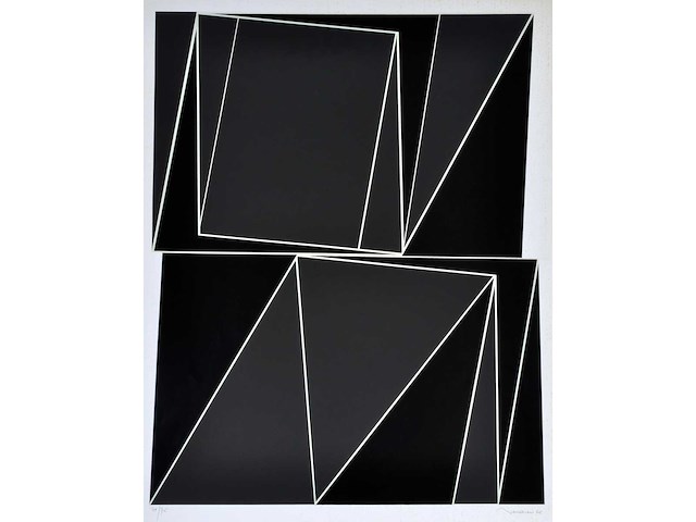 Marcel henri verdren - geometrische compositie - zeefdruk - afbeelding 5 van  7