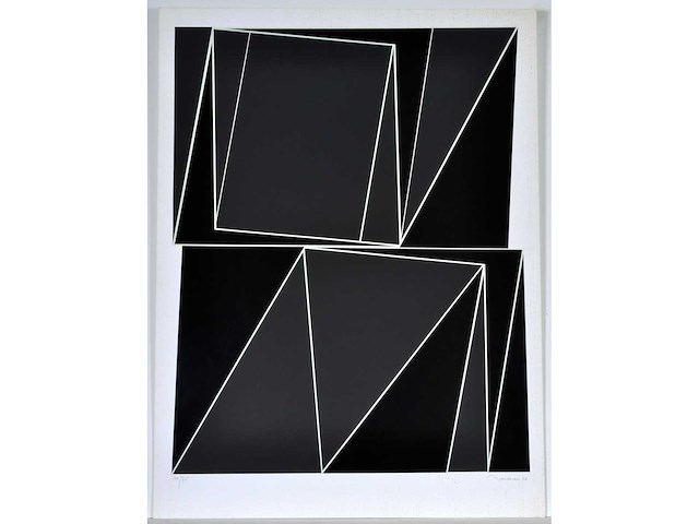 Marcel henri verdren - geometrische compositie - zeefdruk - afbeelding 6 van  7