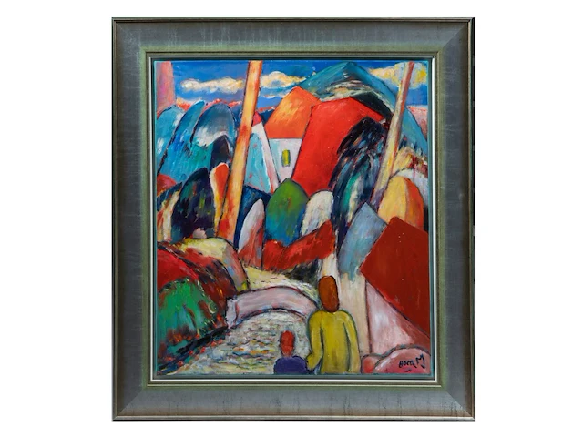 Marcel hocq (1933-2021), 'mon village', 2004, oil on canvas 80 x 70 cm. (31 1/2 x 27.55 in.), frame: 101.5 x 91.5 cm. (39.96 x 36.02 in.) - afbeelding 2 van  6