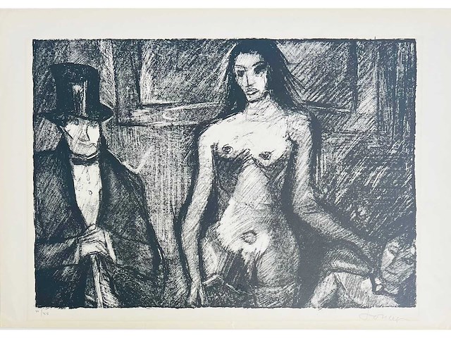 Marcel poncet - het dilemma - lithografie - afbeelding 2 van  8