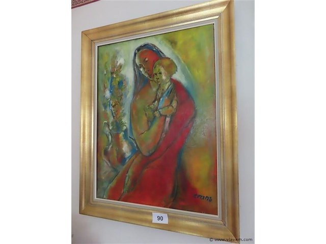 Maria met kind, olie op doek - afbeelding 1 van  3