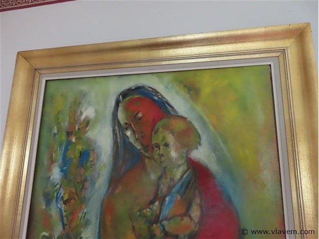 Maria met kind, olie op doek - afbeelding 2 van  3
