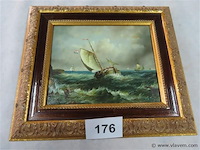 Marine olie op paneel, gesigneerd - afbeelding 1 van  3