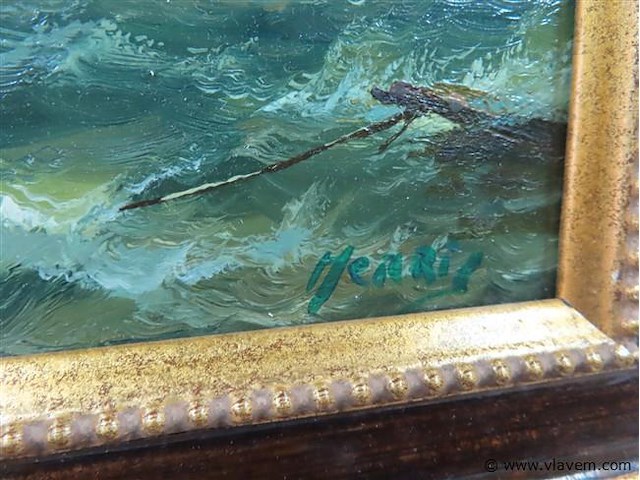 Marine olie op paneel, gesigneerd - afbeelding 3 van  3