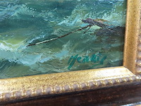 Marine olie op paneel, gesigneerd - afbeelding 3 van  3