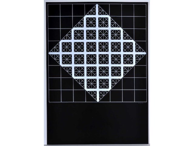 Mark verstockt - geometrisch abstracte compositie - kleurenzeefdruk - 1976 - afbeelding 1 van  6