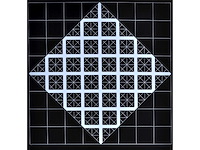 Mark verstockt - geometrisch abstracte compositie - kleurenzeefdruk - 1976 - afbeelding 2 van  6