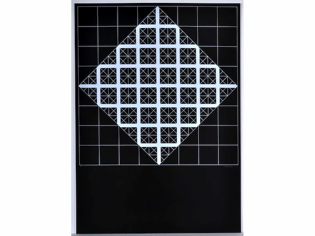 Mark verstockt - geometrisch abstracte compositie - kleurenzeefdruk - 1976 - afbeelding 1 van  6