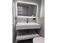 Marmer look badkamer meubel set 80cm incl kraan en spiegel - afbeelding 1 van  2