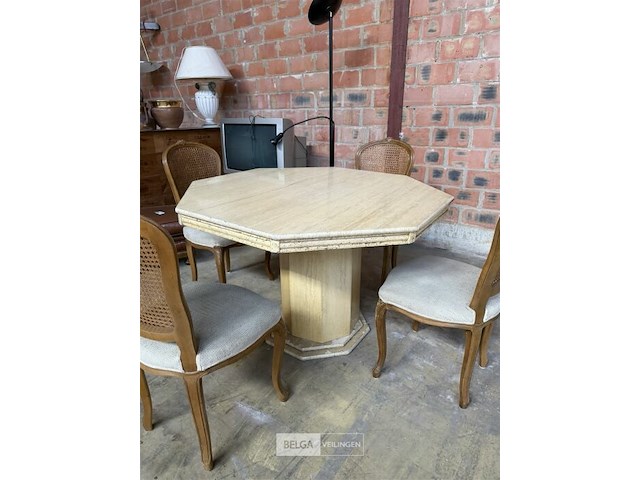 Marmeren tafel met 4 stoelen - afbeelding 4 van  6