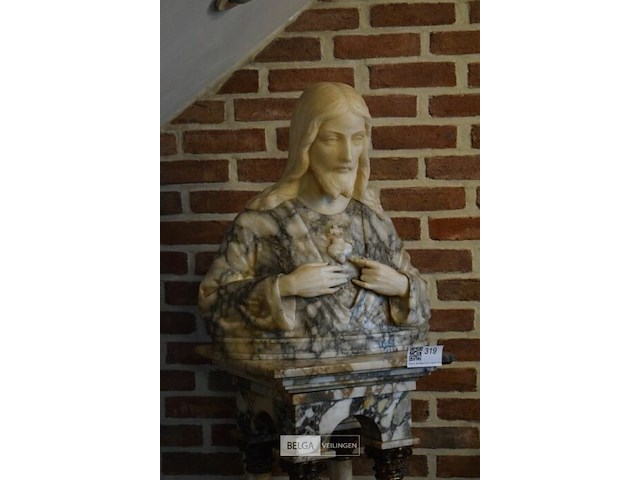 Marmeren zuil met jezus christus h=±150cm - afbeelding 2 van  5