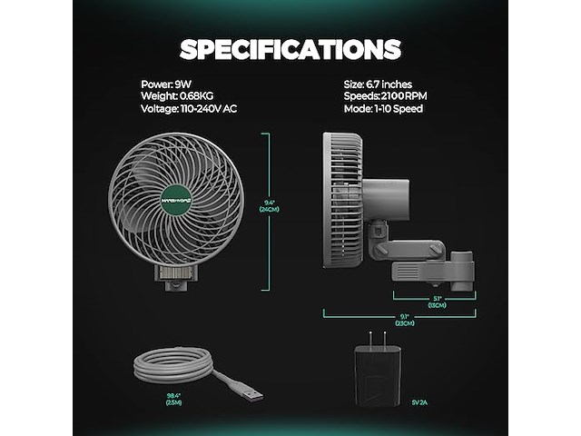 Mars hydro clip-on ventilator - afbeelding 3 van  7