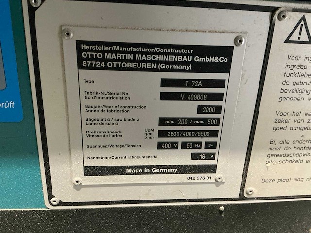Martin t 72 a paneelcirkelzaagmachine - afbeelding 5 van  16