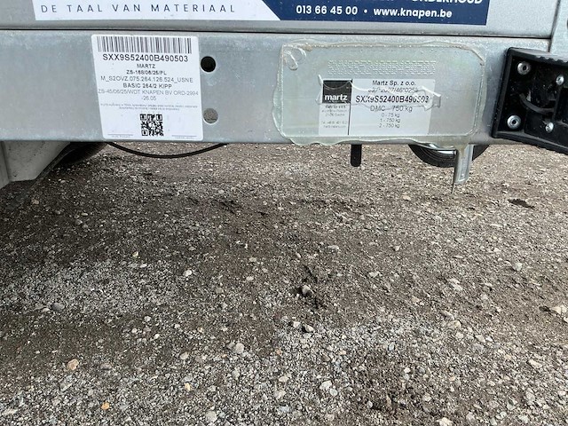 Martz - 2026 - basic 264/2 kipp - bakwagen 264 x 126 - 750kg - aanhangwagen - dubbelas - afbeelding 13 van  14