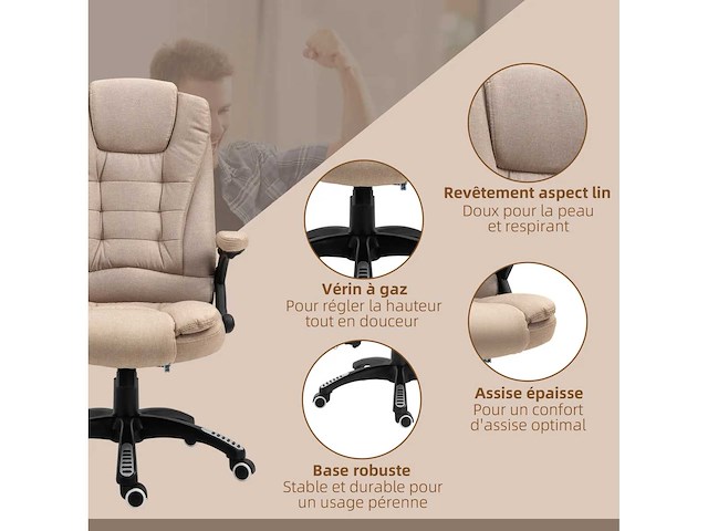 Massage en verwarmde bureaustoel, bureaustoel - afbeelding 2 van  11