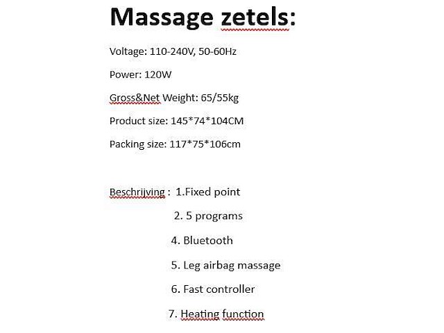 Massage zetel bruin/ gebroken wit - afbeelding 2 van  2