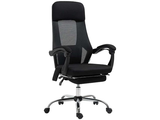 Massagebureaustoel met voetsteun, 2 vibratiepunten, usb-interface, zwart - afbeelding 4 van  5