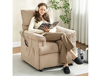 Massagestoel met vibratiemodi, warmtefunctie, stoffen bekleding, bruin - afbeelding 3 van  8