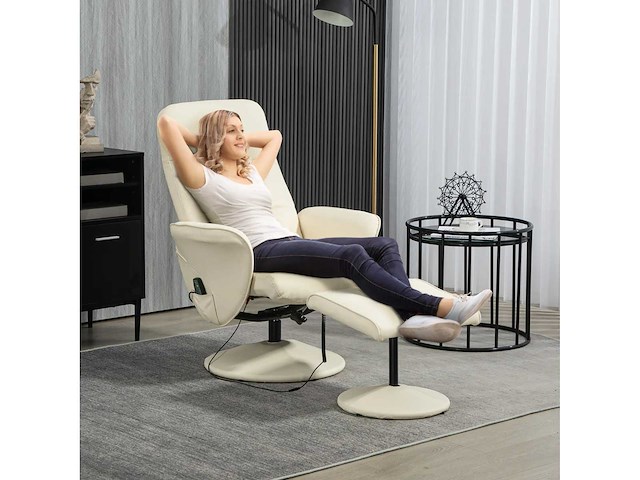Massagestoel met voetsteun, ergonomische stoel met 10 vibratiepunten - afbeelding 2 van  8