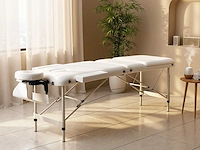 Massagetafel 3 zones opvouwbaar cosmetisch maximaal 225 kg hoogte verstelbaar wit aluminium frame