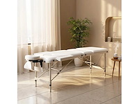 Massagetafel 3 zones opvouwbaar cosmetisch maximaal 225 kg hoogte verstelbaar wit aluminium frame - afbeelding 2 van  5