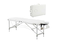 Massagetafel 3 zones opvouwbaar cosmetisch maximaal 225 kg hoogte verstelbaar wit aluminium frame - afbeelding 3 van  5