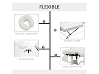 Massagetafel 3 zones opvouwbaar cosmetisch maximaal 225 kg hoogte verstelbaar wit aluminium frame - afbeelding 4 van  5