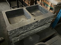 Massief blauwsteen dubbele wastafel - afbeelding 3 van  3