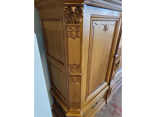 Massief eiken kast met 2 deuren, 2 laden en 2 leggers 200x80x200 cm - afbeelding 4 van  9