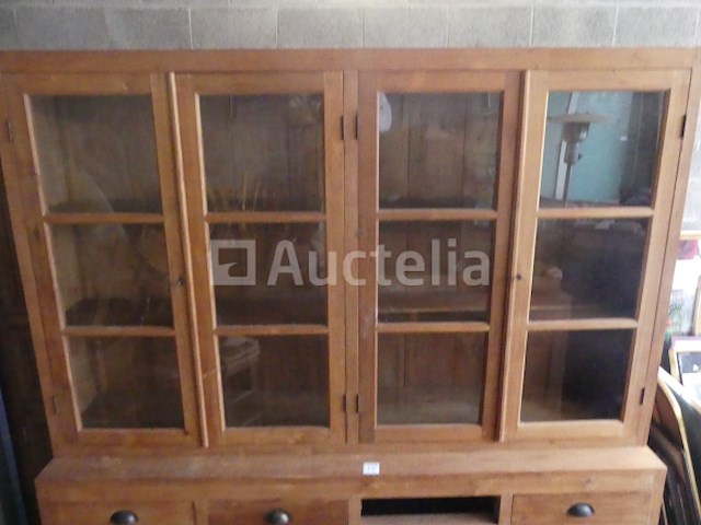 Massief houten dressoir met vitrine - afbeelding 3 van  4