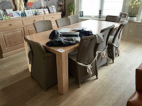 Massief houten eetkamertafel + stoel (8x) - afbeelding 1 van  7