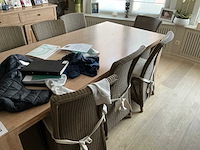 Massief houten eetkamertafel + stoel (8x) - afbeelding 4 van  7