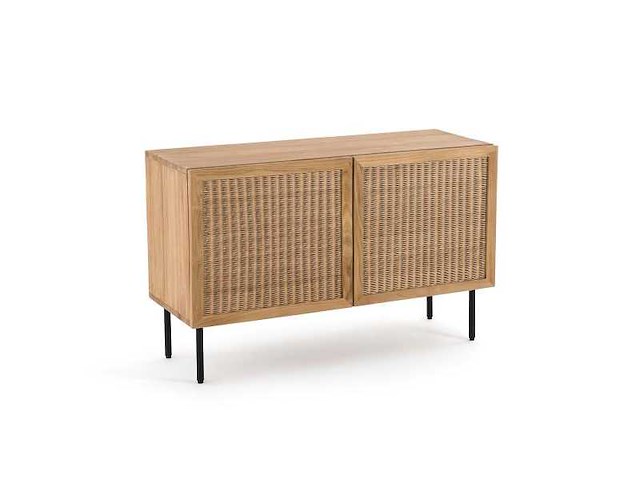 Massief teakhout en geweven rotan dressoir - afbeelding 2 van  9