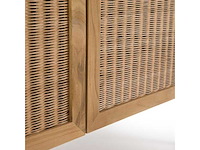 Massief teakhout en geweven rotan dressoir - afbeelding 6 van  9