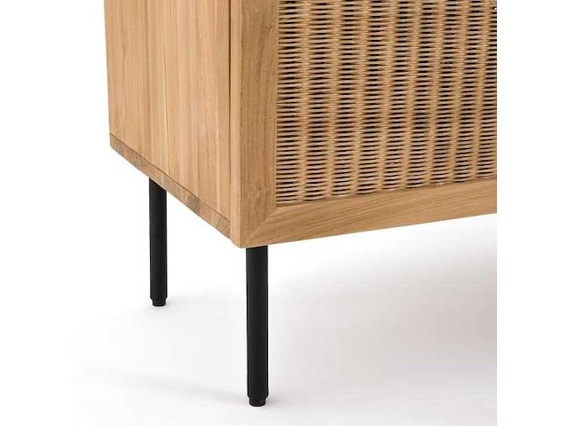 Massief teakhout en geweven rotan dressoir - afbeelding 7 van  9