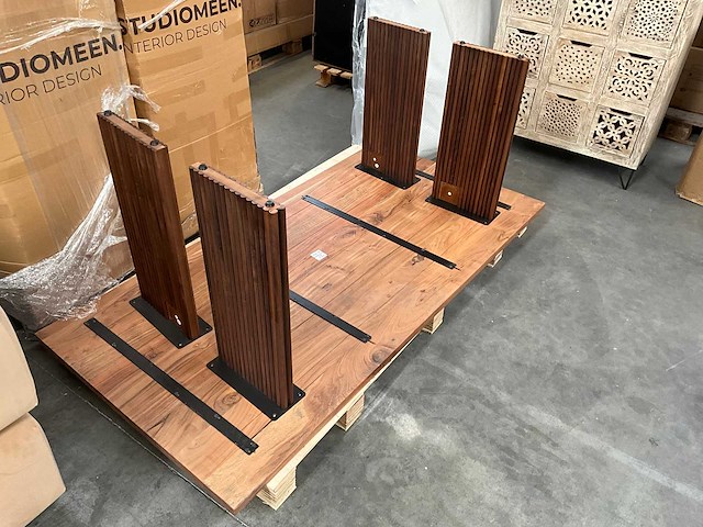 Massief walnoot- en gefineerde tafel l220 cm - afbeelding 7 van  8