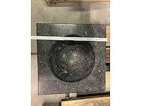 Massieve spoelbak in belgische blauwe steen vierkant - afbeelding 6 van  6