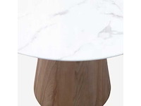 Massy ronde tafel 100 cm houten poot - kunstmatig wit marmeren blad (beschadigde rand 2 cm) - afbeelding 3 van  4