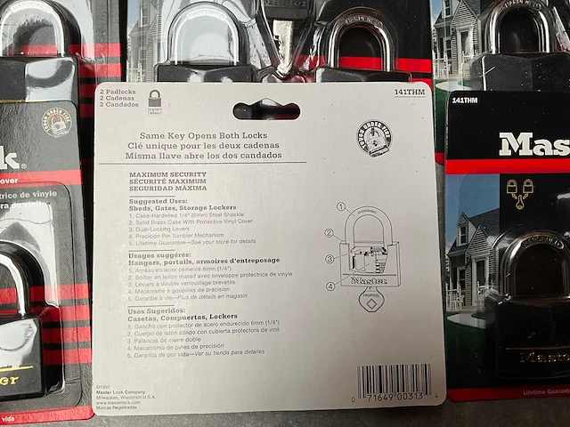 Master lock hangslot 2-pack geschikt voor hokken, poorten etc. (9x) - afbeelding 3 van  4