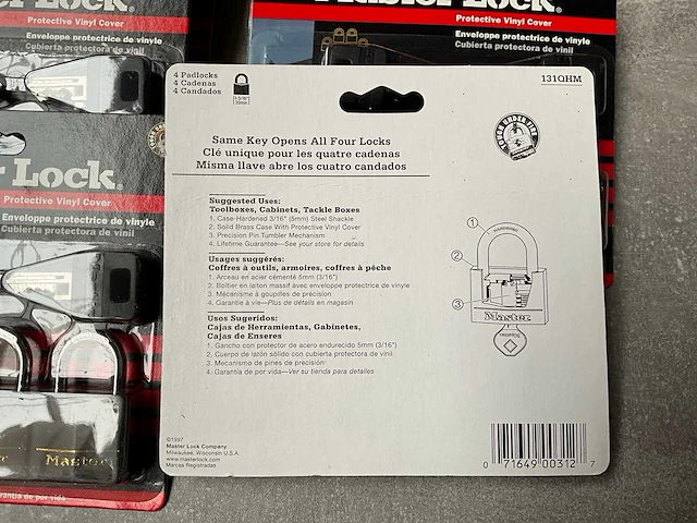 Master lock hangslot set van 4 stuks (12x) - afbeelding 3 van  4