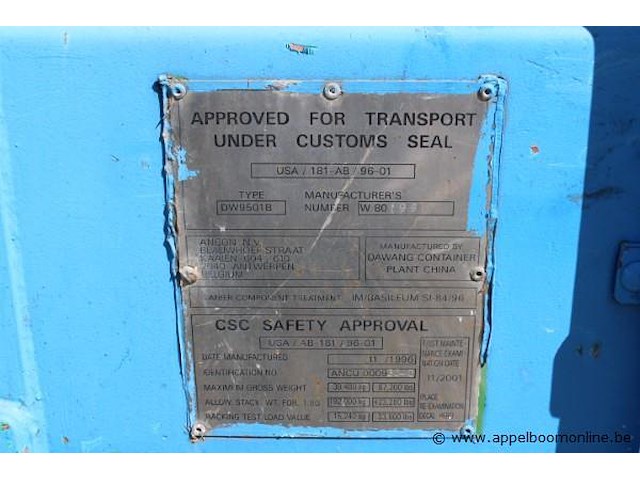 Materiaal container afm plm 6x2.5m, vv hijshaak - afbeelding 2 van  6