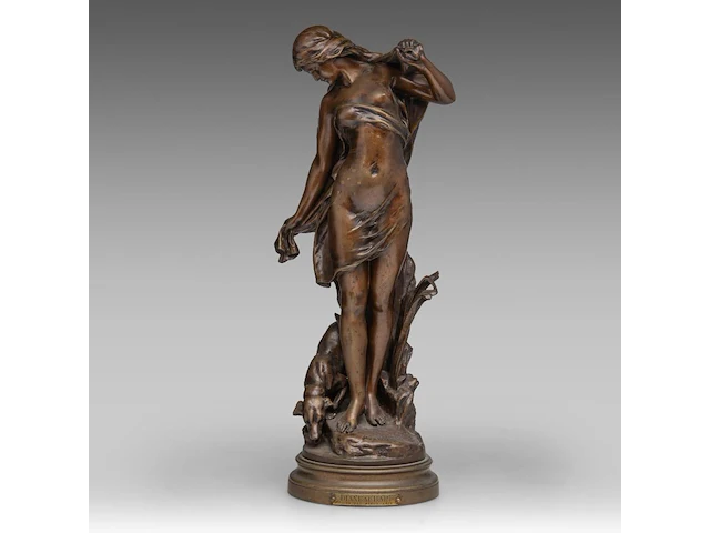 Mathurin moreau (1822-1912), 'diane au bain', patinated bronze 51 cm. (20.07 in.) - afbeelding 1 van  9
