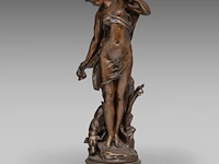 Mathurin moreau (1822-1912), 'diane au bain', patinated bronze 51 cm. (20.07 in.)