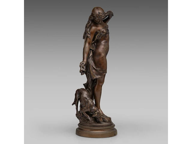 Mathurin moreau (1822-1912), 'diane au bain', patinated bronze 51 cm. (20.07 in.) - afbeelding 5 van  9